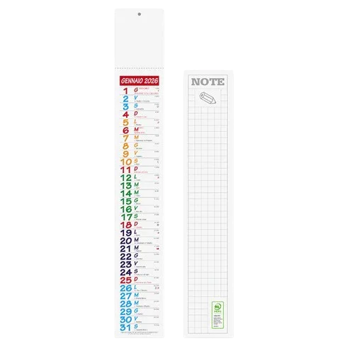 Calendario verticale 2026 con note e griglia, ideale per ufficio e pianificazione mensile